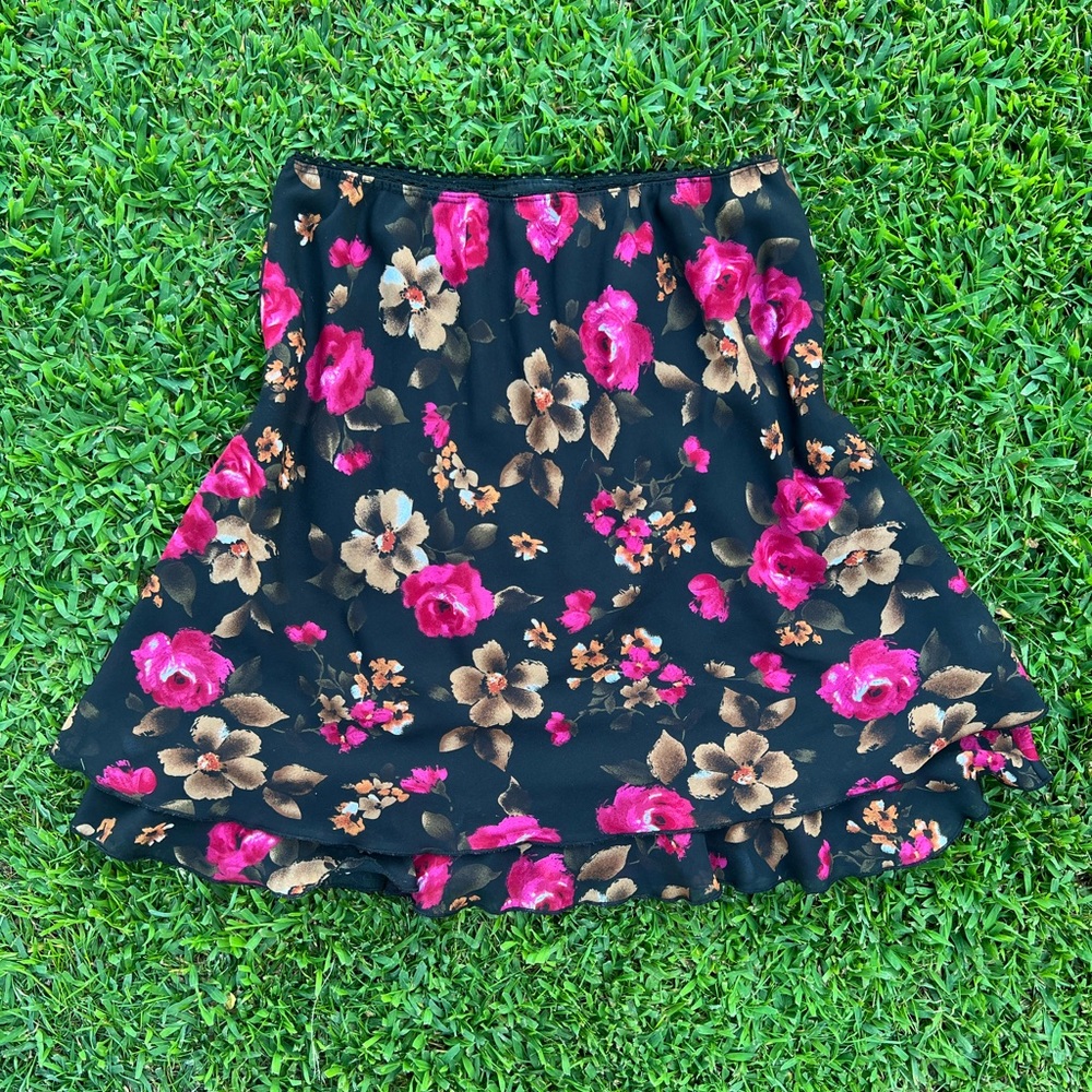 Y2k floral midi skirt